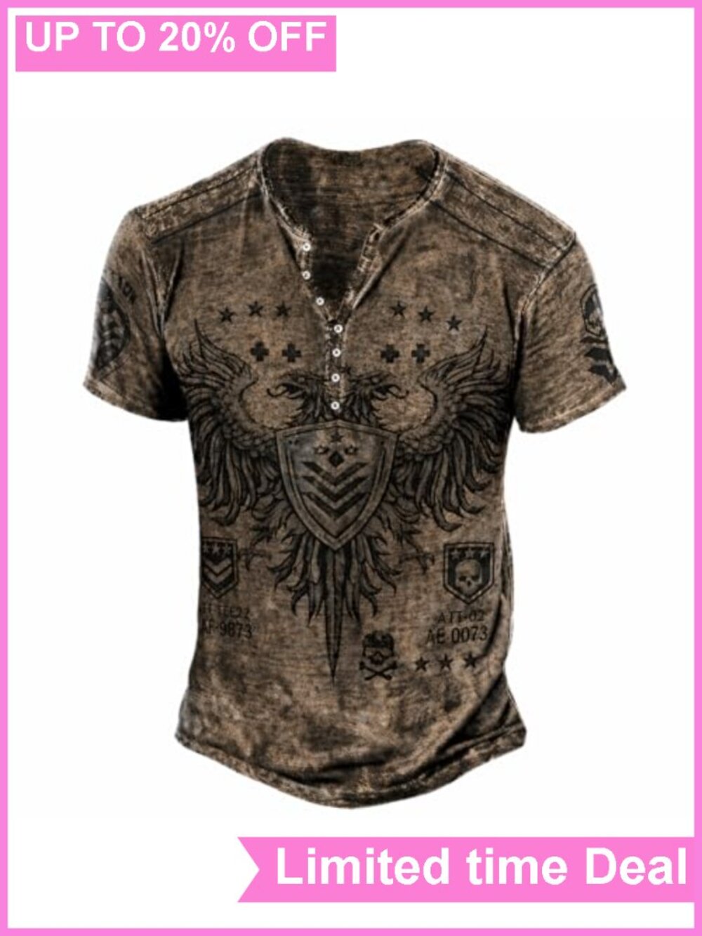 Men's Vintage Washed Henley Shirt Short Sleeve Cotton Polyester Casual Summer